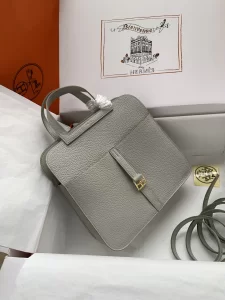 Hermes Halzan Gray Leather Bag 25CM