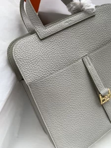 Hermes Halzan Gray Leather Bag 25CM