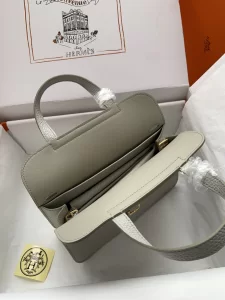 Hermes Halzan Gray Leather Bag 25CM
