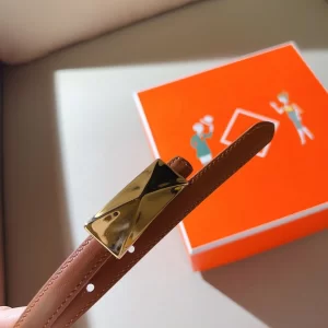 Hermes Thin Brown Leather Belt 15MM