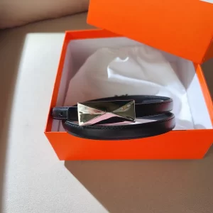 Hermes Thin Leather Belt Black 15MM