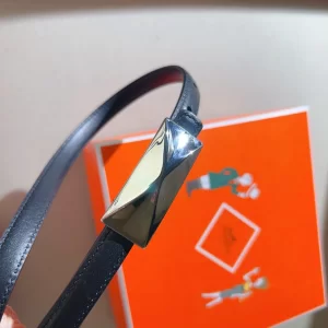 Hermes Thin Leather Belt Black 15MM