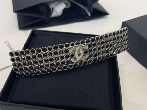 Chanel CC Diamond Hair Clip Black