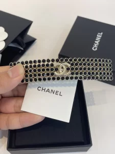 Chanel CC Diamond Hair Clip Black