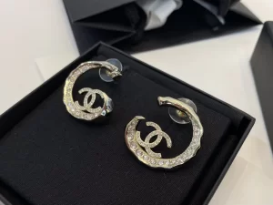 Chanel Crystals CC Moon Earrings