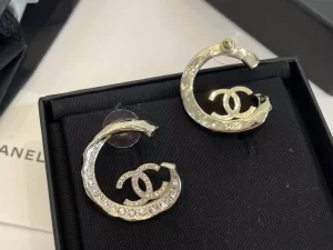 Chanel Crystals CC Moon Earrings