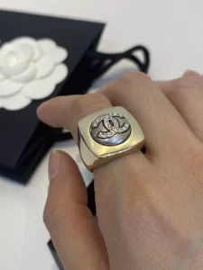 Chanel Crystal CC Gold Rings