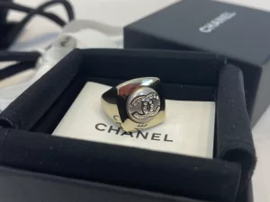 Chanel Crystal CC Gold Rings