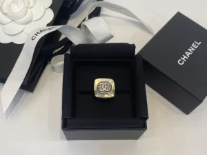 Chanel Crystal CC Gold Rings