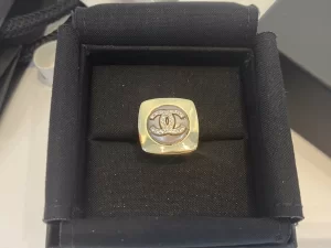 Chanel Crystal CC Gold Rings