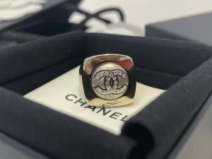 Chanel Crystal CC Gold Rings