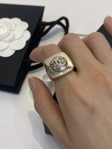 Chanel Crystal CC Gold Rings