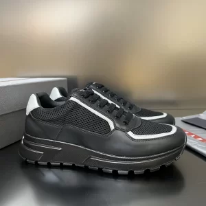 Prada Mesh and Leather Sneaker Black