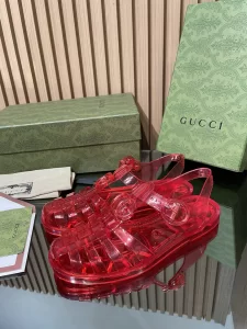 Gucci GG Rubber Flat Sandal Red