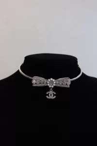 Chanel Crystal CC Bow Choker Necklace