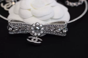Chanel Crystal CC Bow Choker Necklace