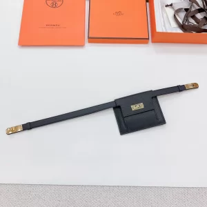 Hermes Kelly Pocket Black Leather Belt