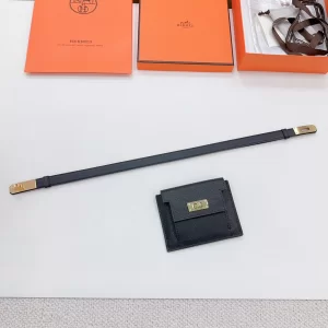 Hermes Kelly Pocket Black Leather Belt