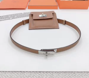 Hermes Kelly Pocket Brown Leather Belt