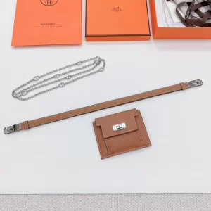 Hermes Kelly Pocket Brown Leather Belt