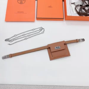 Hermes Kelly Pocket Brown Leather Belt