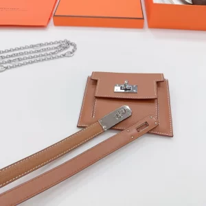 Hermes Kelly Pocket Brown Leather Belt