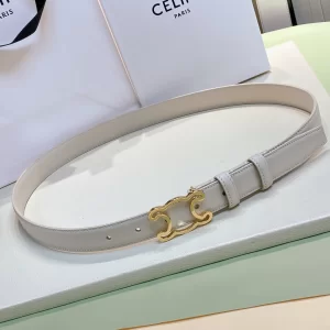 Celine Cuir Triomphe White Calfskin Belt