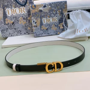 Dior 30 Montaige Black White Leather Belt