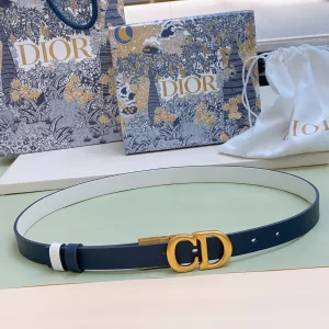 Dior 30 Montaige Blue White Leather Belt