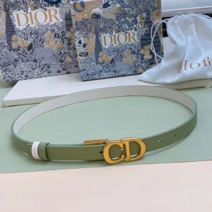 Dior 30 Montaige Green White Leather Belt