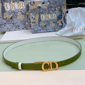 Dior 30 Montaige Green White Leather Belt
