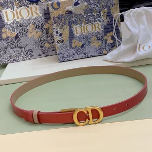 Dior 30 Montaige Red Beige Leather Belt