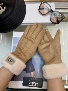 UGG Brown Faux Shearling Fur Gloves