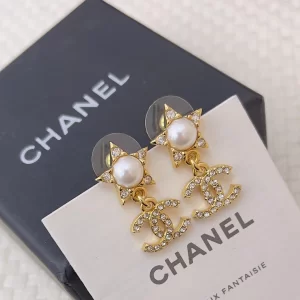 Chanel Crystal CC Pear Star Earrings