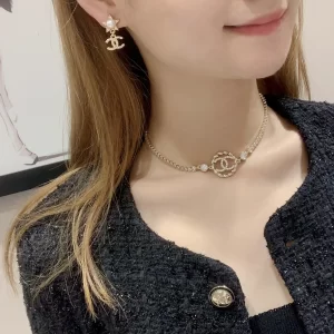 Chanel Crystal CC Pear Star Earrings