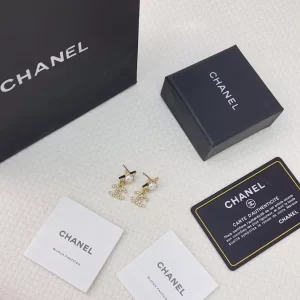 Chanel Crystal CC Pear Star Earrings