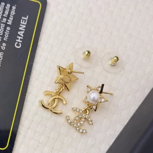 Chanel Crystal CC Pear Star Earrings