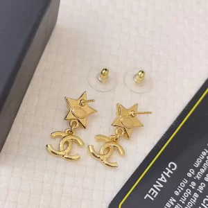 Chanel Crystal CC Pear Star Earrings