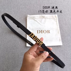 Dior D Fence Black Leather Belt 15MM