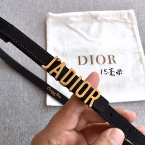 Dior D Fence Black Leather Belt 15MM
