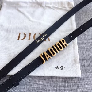 Dior D Fence Black Leather Belt 15MM