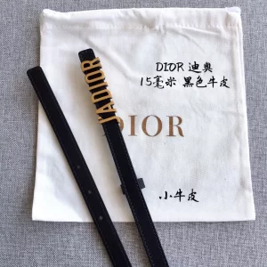 Dior D Fence Black Leather Belt 15MM