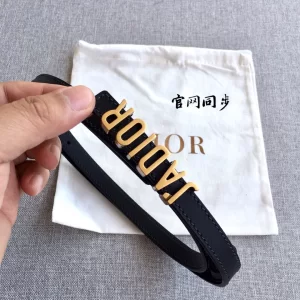 Dior D Fence Black Leather Belt 15MM