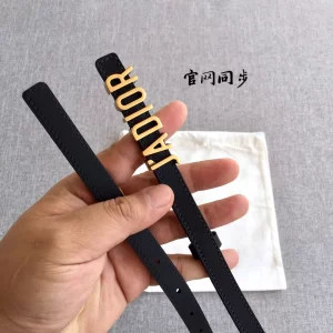 Dior D Fence Black Leather Belt 15MM