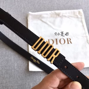 Dior D Fence Black Leather Belt 20MM