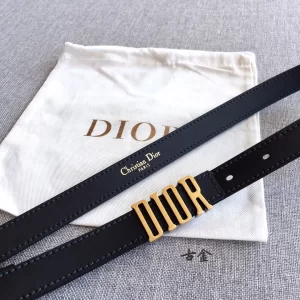 Dior D Fence Black Leather Belt 20MM