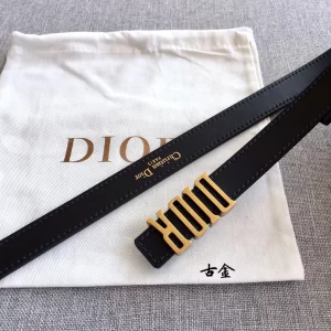 Dior D Fence Black Leather Belt 20MM