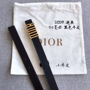 Dior D Fence Black Leather Belt 20MM