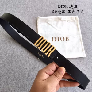 Dior D Fence Black Leather Belt 30MM
