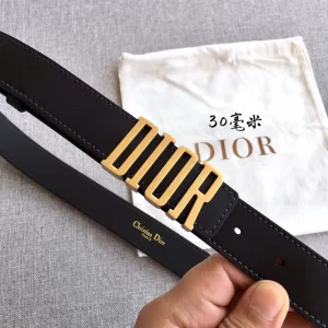 Dior D Fence Black Leather Belt 30MM